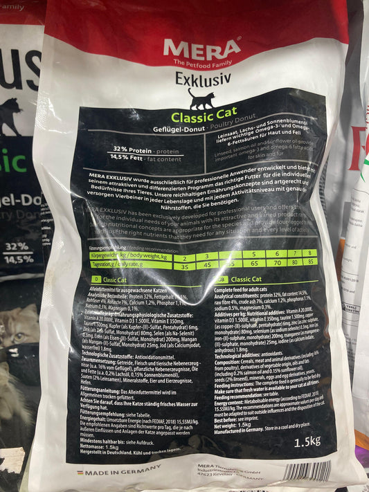 Mera Exklusiv Adult Cat Food - 1.5 kg Bag - Complete Nutrition for All Breeds