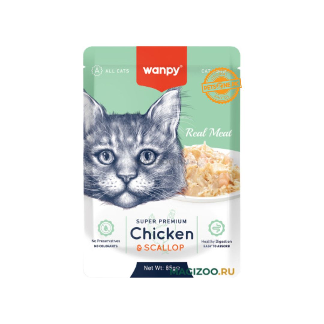 Wanpy Super Premium Chicken And Scallops Wet Cat Food – 85 GRAMS